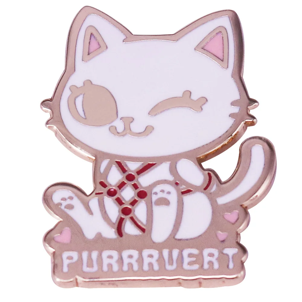 แฟชั่นการ์ตูนสีทองเข็มกลัดแมวสัตว์ badge lapel pin สําหรับกระเป๋าเสื้อผ้า