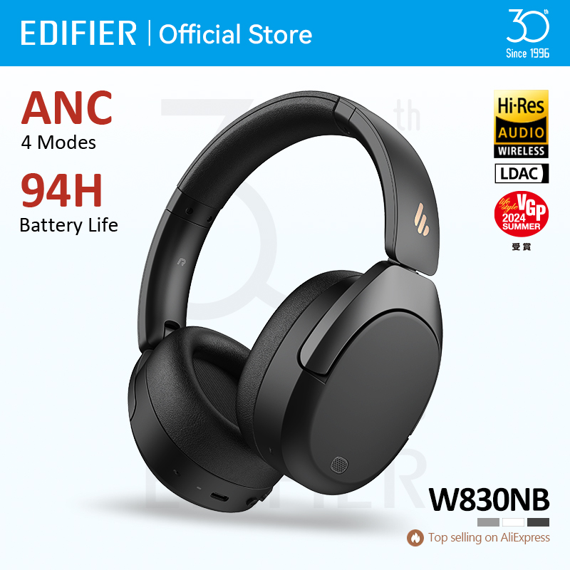 เอดิฟายเออร์ W830NB หูฟังไร้สายบลูทูธ 5.4 ระบบตัดเสียงรบกวนแบบแอคทีฟ ชุดหูฟังแบบครอบหูความละเอียดสูง LDAC พับได้ -45dB ANC 94H