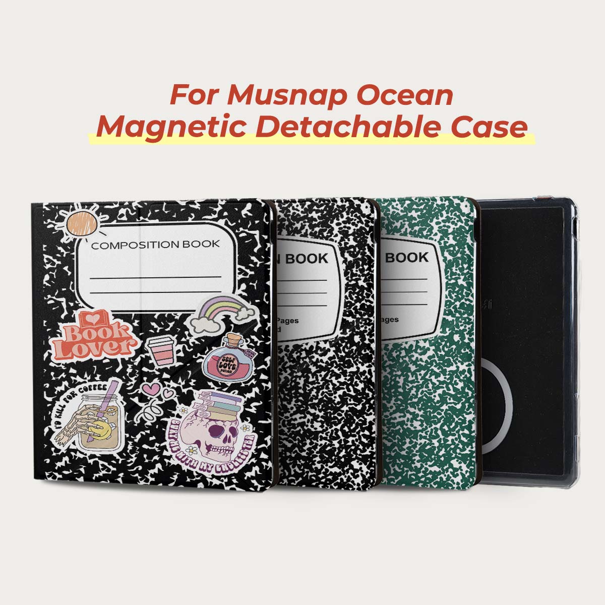 Twosheep Magnetic Detachable Case for Musnap Ocean Oceanc iReader Ocean5pro Ocean5c 7 Inch Auto Sleep Wake Classic Notebook Styl