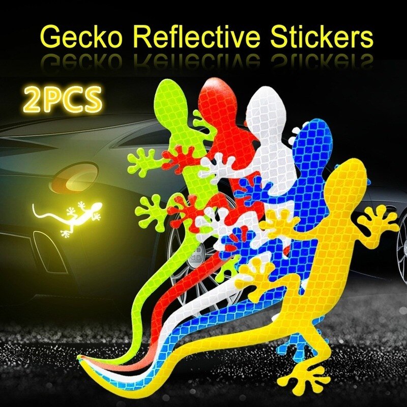 Autocollant de Moulage de Sécurité pour Voiture, Bande Gecko, Réflecteur Lumineux, Marque, Accessoires Extérieurs Automobiles, Conduite de Nuit, 2 Pièces