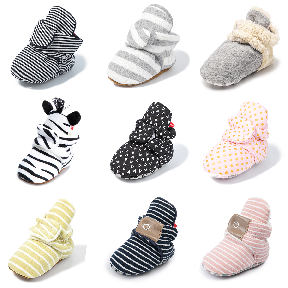 KIDSUN-Meias recém-nascidas, quentes, fofas, macias, criança, First Walkers, antiderrapante, algodão, botas de neve, sapatos de berço unissexo, inverno