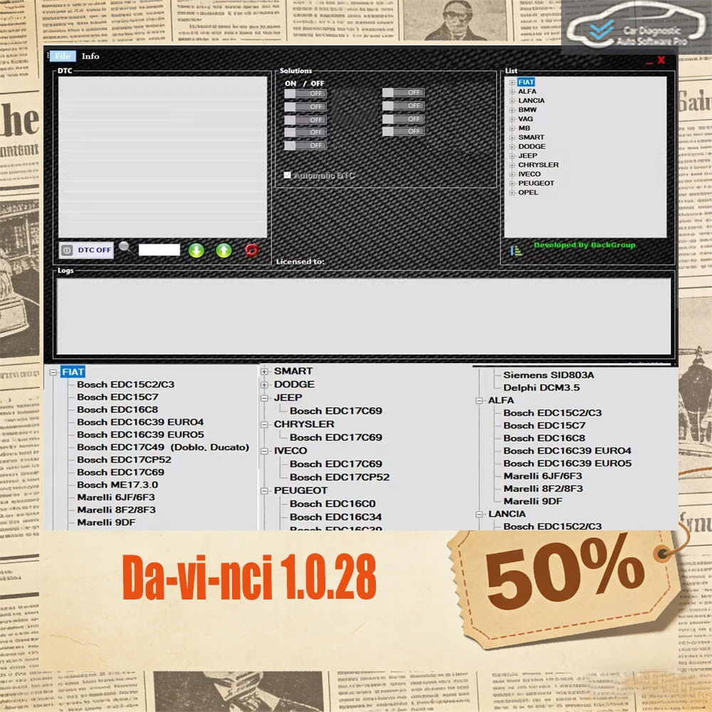 Программное обеспечение Davinci 1.0.28/1.0.30 2026 Win 7/10/11 с поддержкой KESS/KTAG, инструмент для авторемонта