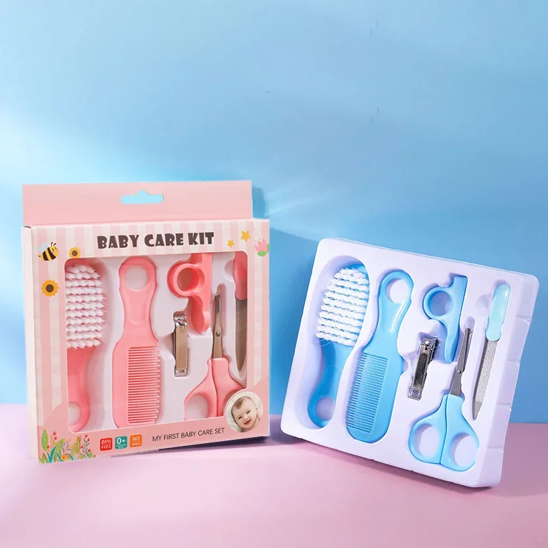 Juego de 6 uds para el cuidado del bebé, peine para el pelo, juego de cepillos para el cuidado, cortaúñas, tijeras, Kit de higiene, juegos de herramientas de salud para regalo de niños pequeños