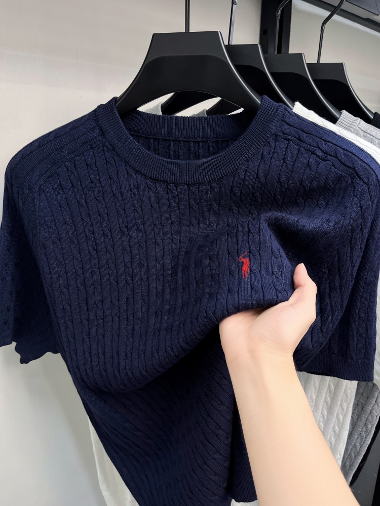 High end boutique knitted short sleeve men new fashion designer brand Paul embroidery summer breathable golf round neck T-shirt
