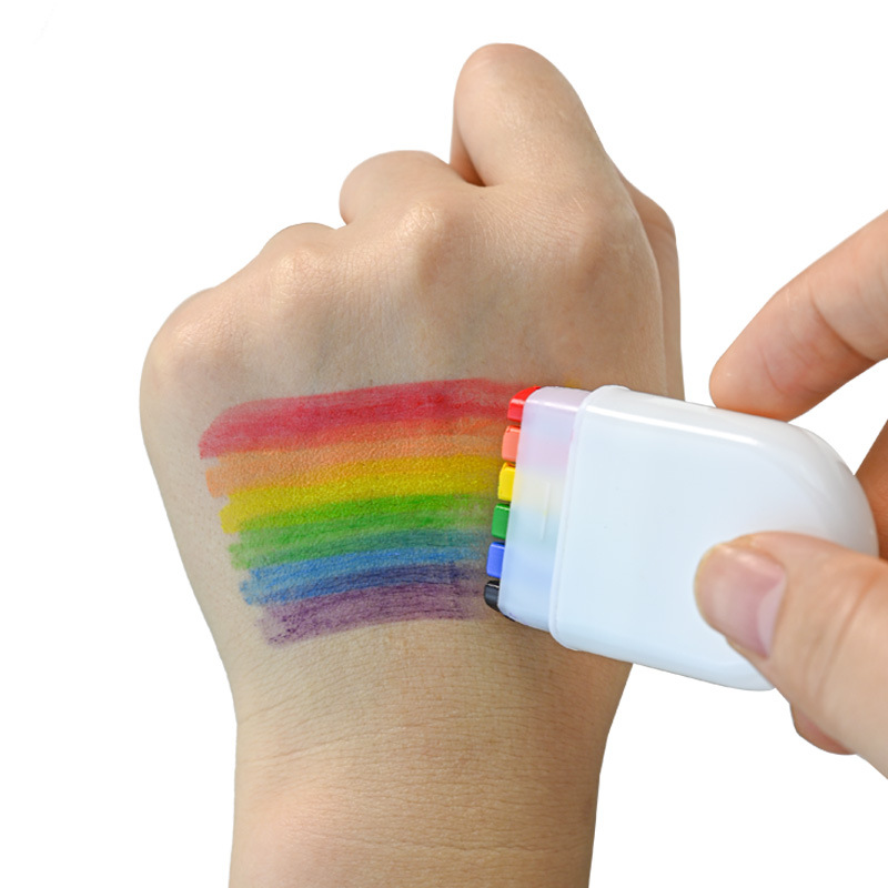 6 colores lavable Arco Iris cara pintura corporal crayón pluma día del orgullo celebraciones fiesta escenario maquillaje arte Graffiti dibujo cepillado