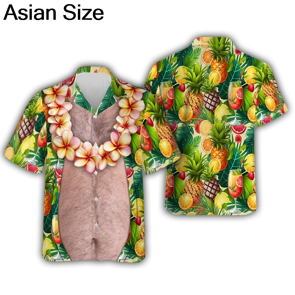 Grappig ontwerp grote buik Hawaiiaanse shirts grappige vakantie heren shirts casual button-down tropische strand shirts Y2k unisex blouses