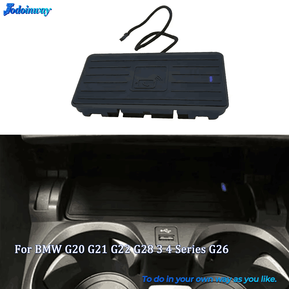 แท่นชาร์จไร้สายในรถยนต์สำหรับ BMW ซีรีส์ 3 G20 G21 G28 2019 2020 ซีรีส์ 4 G26 ที่วางโทรศัพท์พร้อมถาดชาร์จเร็วสำหรับภายในรถ