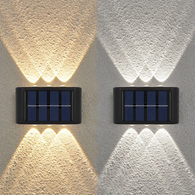 Luces solares de 6LED, lámpara de pared de ambiente exterior, Control de luz arriba y abajo para jardín, patio, calle, balcón, terraza, decoración de acampada