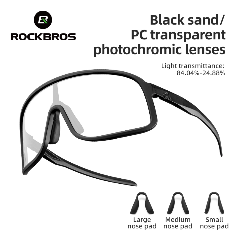 ROCKBROS kacamata photoromik HD, lensa bingkai besar kacamata berkendara luar ruangan UV400 kacamata olahraga pelindung mata kacamata bersepeda