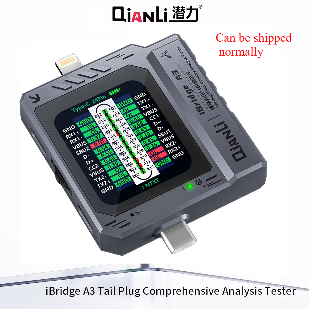 QIANLI iBridge A3 детектор хвостовой заглушки мобильного телефона Поддержка интерфейсов Lightning и Type-C для IPhone HUAWEI Samsung XM