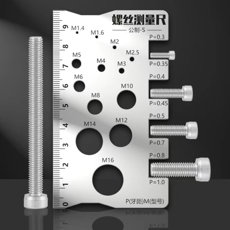Règle de mesure du pas des vis métriques, jauge de précision pour écrous et boulons, outil de coupe de filetage portable pour l'usinage industriel