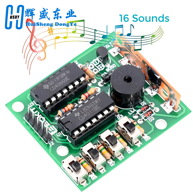 Caja de sonido de 16 música, placa de 16 tonos, módulo electrónico, Kit DIY, piezas, componentes, Kits de aprendizaje de práctica de soldadura para Arduino