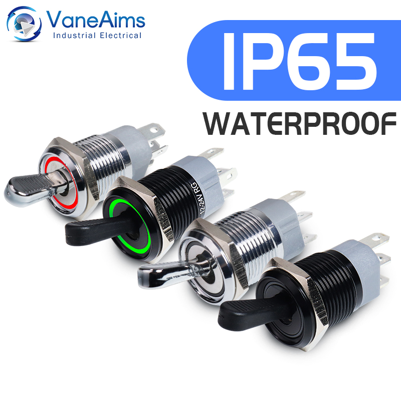 16 mm Metall-Kippschalter, wasserdichtes LED-Licht, selbstsichernd, 2 Positionen, Ein/Aus, Mikroknopfschalter, 1 Schließer, 1 Öffner, 15 A, 12 V, 220 V, 3 Pin/5 Pin