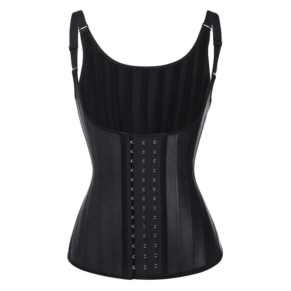 25 Bones Latex Waist Trainer Corset Tank Top Bodysuit for Women,Slimming Belly Latex Vest Adjustable Strap Waist Cincher