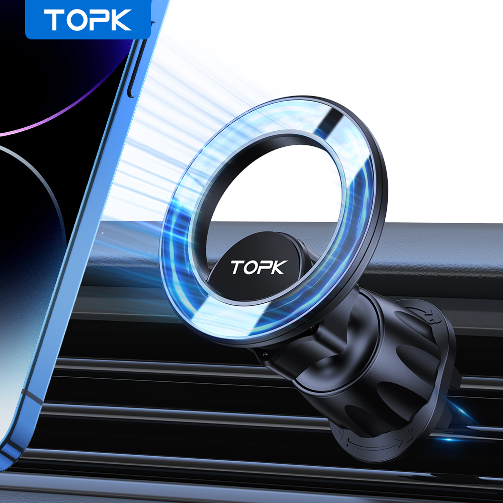 TOPK Magsafe カーマウント、車のエアベント電話ホルダーマウント 360 用磁気電話ホルダー °   iPhone 15用回転式電話ホルダー