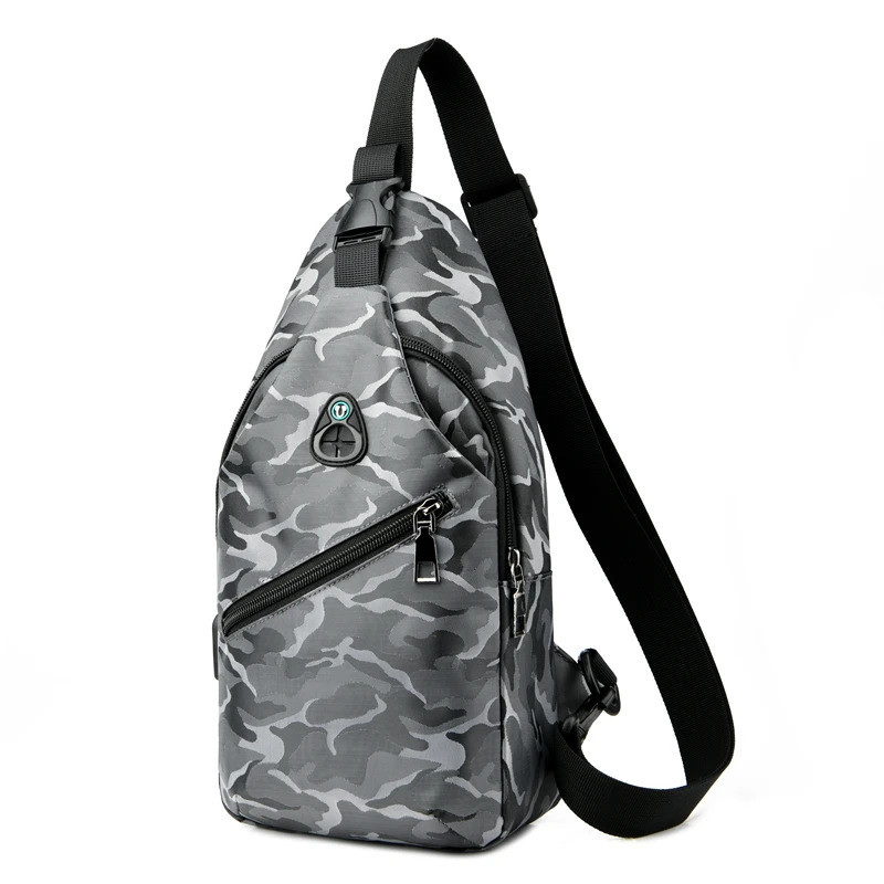 Wasserdichte Schulter-Crossbody-Packs für Herren, modische, leichte Brusttasche mit USB-Stromversorgung, Ladeanschluss und Kopfhöreranschluss