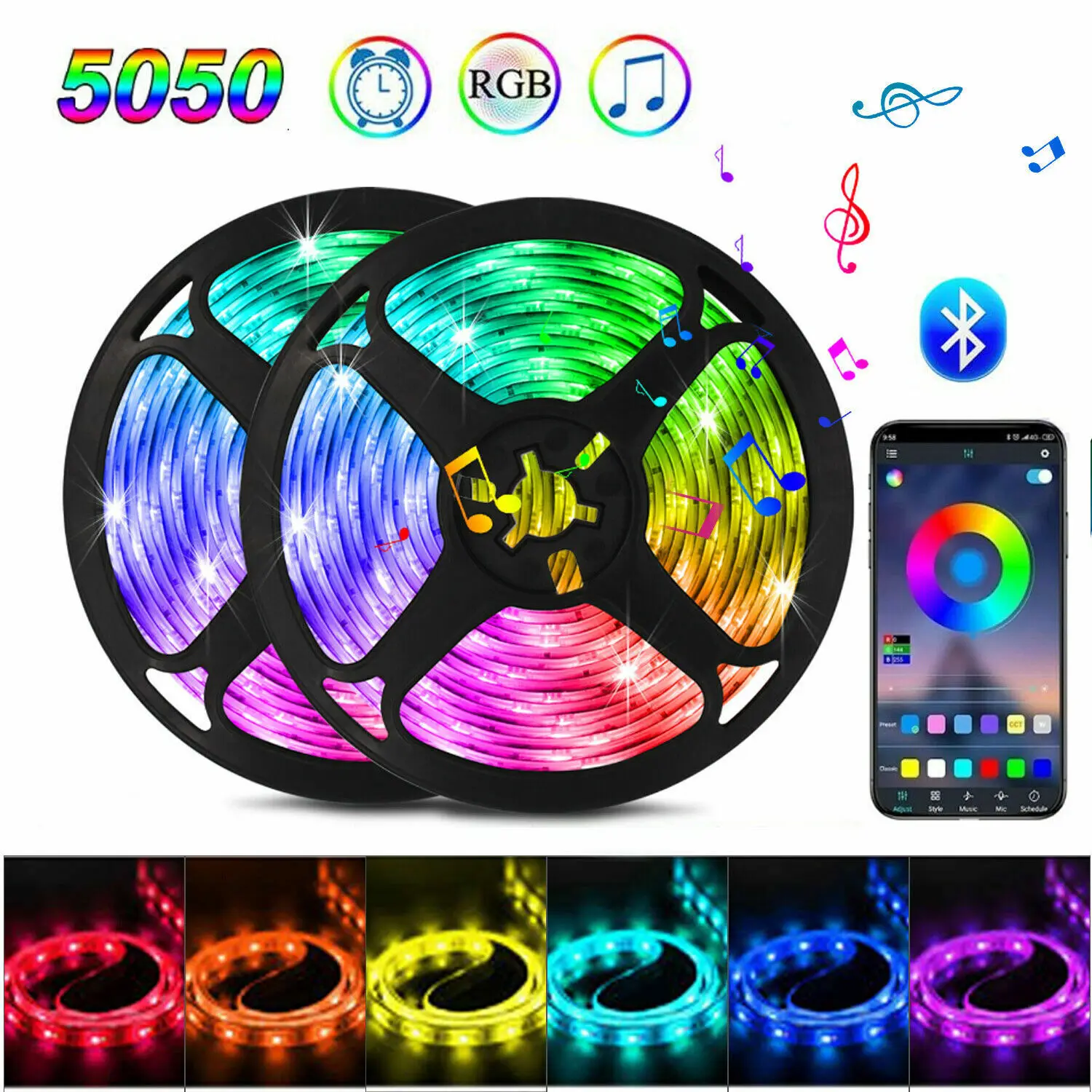 Taśma LED RGB SMD 5050 USB Remote&APP Control Bluetooth Elastyczna taśma diodowa do tła telewizora Salon Sypialnia