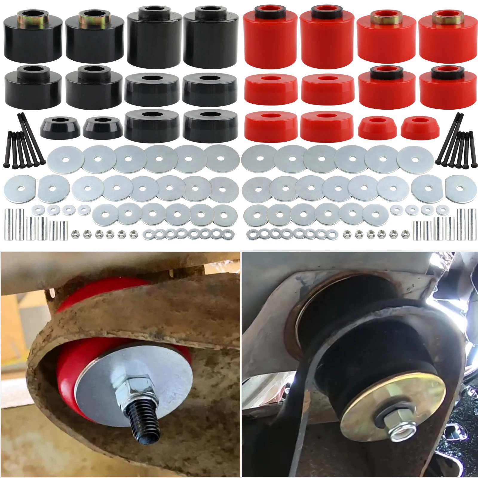 4.4123r kits de substituição de componente de suspensão de bucha de montagem de cabine corporal para ford f150 f250 f350 2wd 4wd 1980-1998 vermelho preto