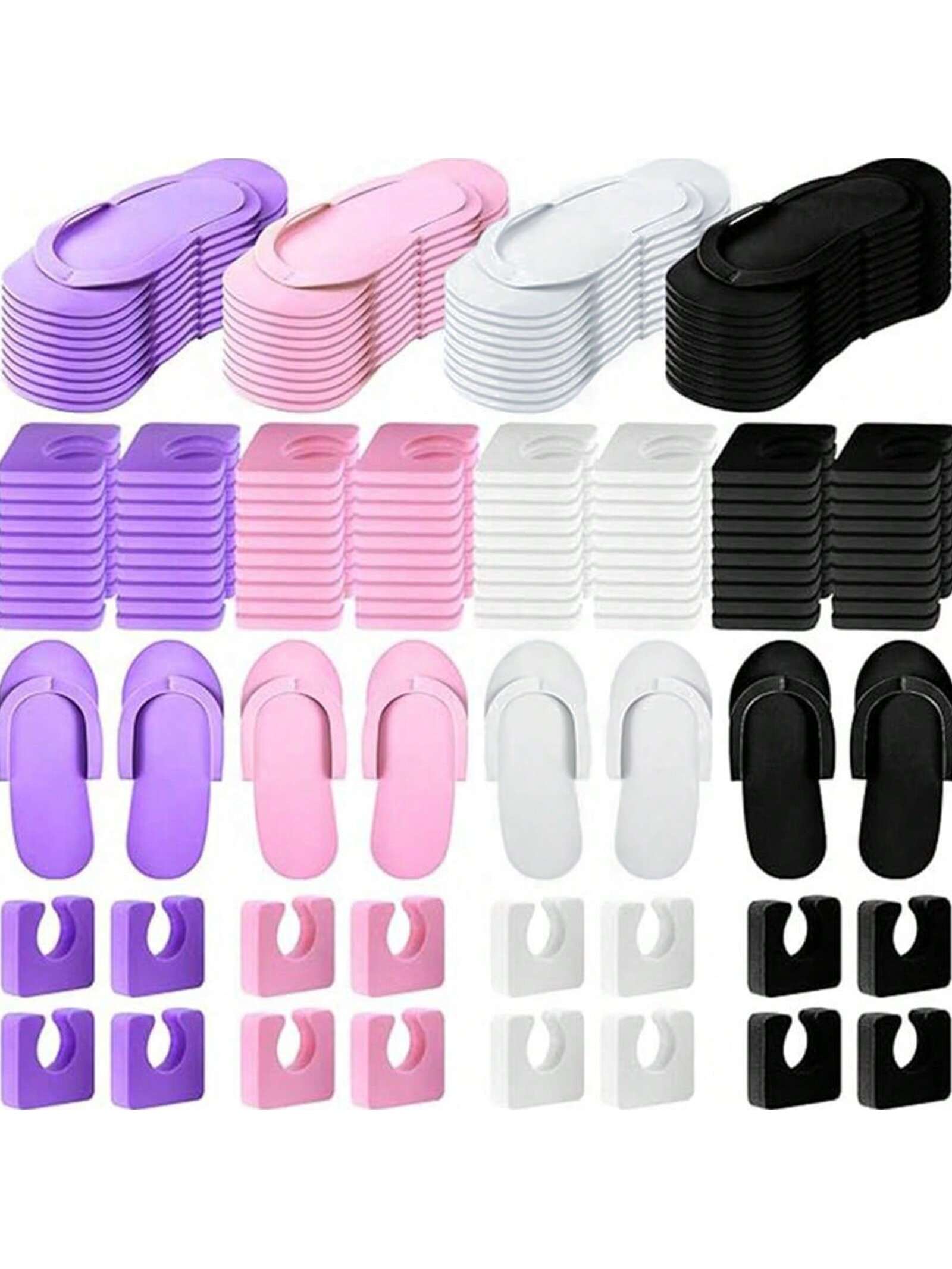 Kit de 10 pares de zapatillas y separadores de dedos desechables para pedicura, 10 separadores de dedos para mujer, salón de Hotel, fiesta de Spa