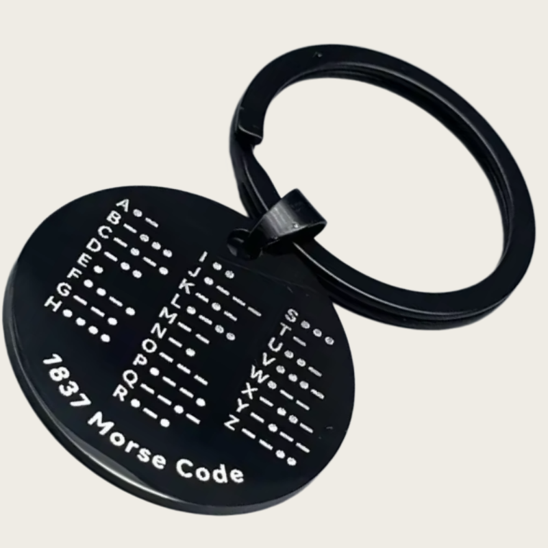 Stainless Steel Double-Sided Alphanumeric Morse Code Keychain Educational Car Pendant Unisex Gift For Radio Amateurs