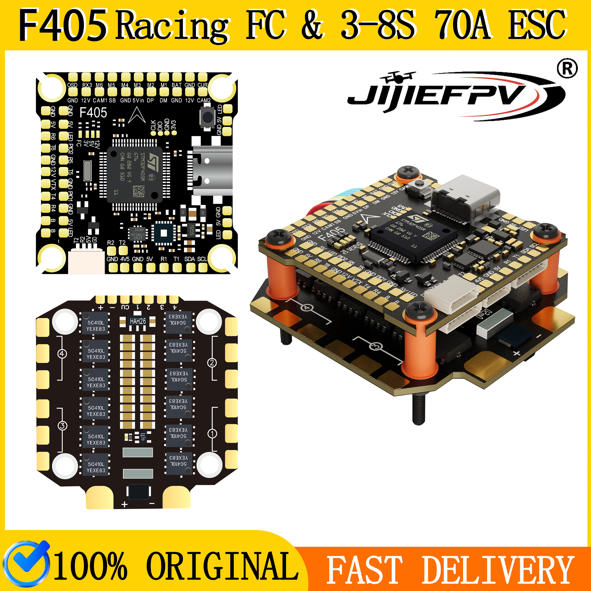 DAKEFPV F405 55A Stack 30,5X30,5mm ICM42688P BLS55A 4in1 ESC 3-6S FC&ESC INav Betaflight Configureren