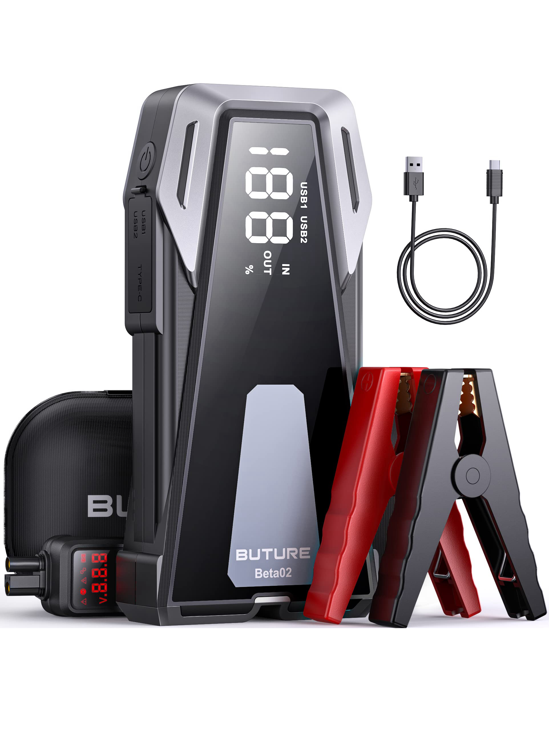 BUTURE Power Bank 2500A arrancador de batería cargador portátil refuerzo de coche 12V dispositivo de arranque automático arrancador de batería de coche de emergencia
