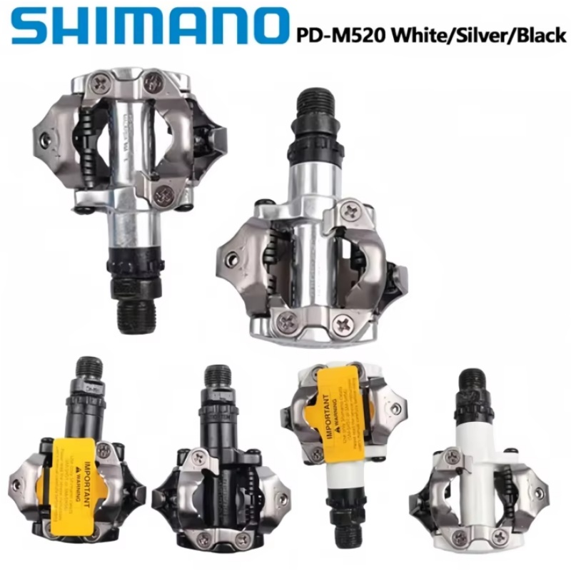 Shimano Deore M6000 M520 Pedal PD-M520 Double-sided Pedal SPD Black Silver Pedal For MTB Mountain Bike Pedal Center 55mm
