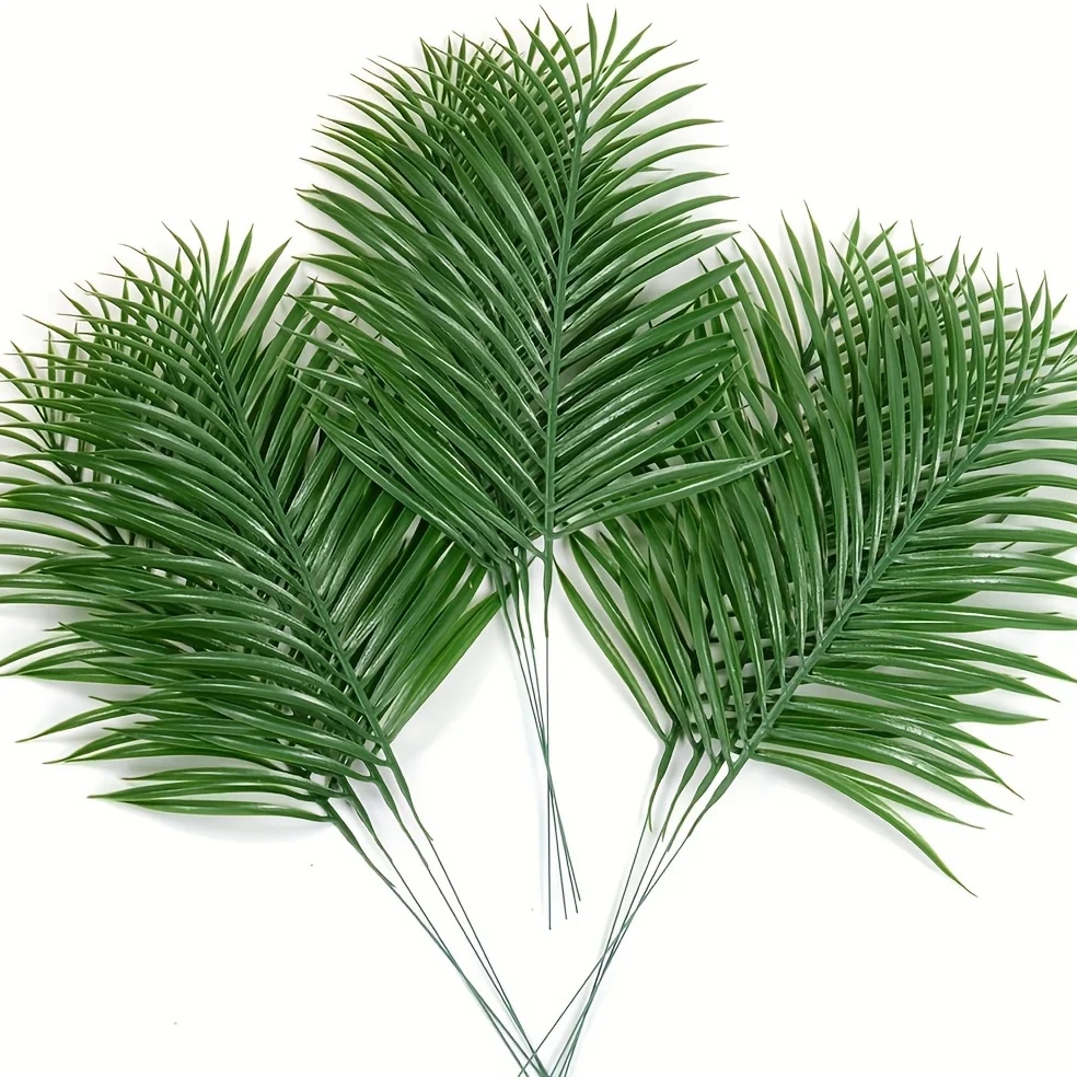 Plantas artificiales de 10 piezas, hojas de palma Tropical, decoración de fiesta de cumpleaños, boda, hawaiana, Luau, para el hogar y la sala de estar