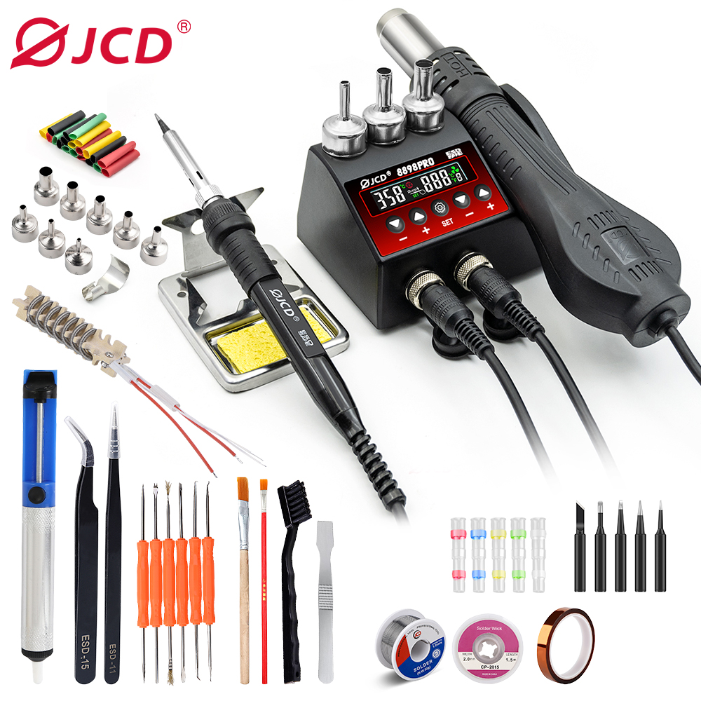 Jcd 8898pro Soldeerstation 2 In 1 Heteluchtpistool Soldeer Ijzer Lcd Digitaal Display Voor Mobiele Telefoon Smd Bga Ic Reparatie Soldeer Gereedschap