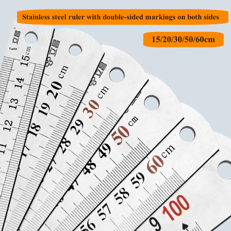 15 cm/20 cm/30 cm/40 cm/50/60 cm Metalen Liniaal Roestvrij staal Rechte Liniaal Meten Liniaal Precisie Dubbelzijdig Meten Liniaal Tool