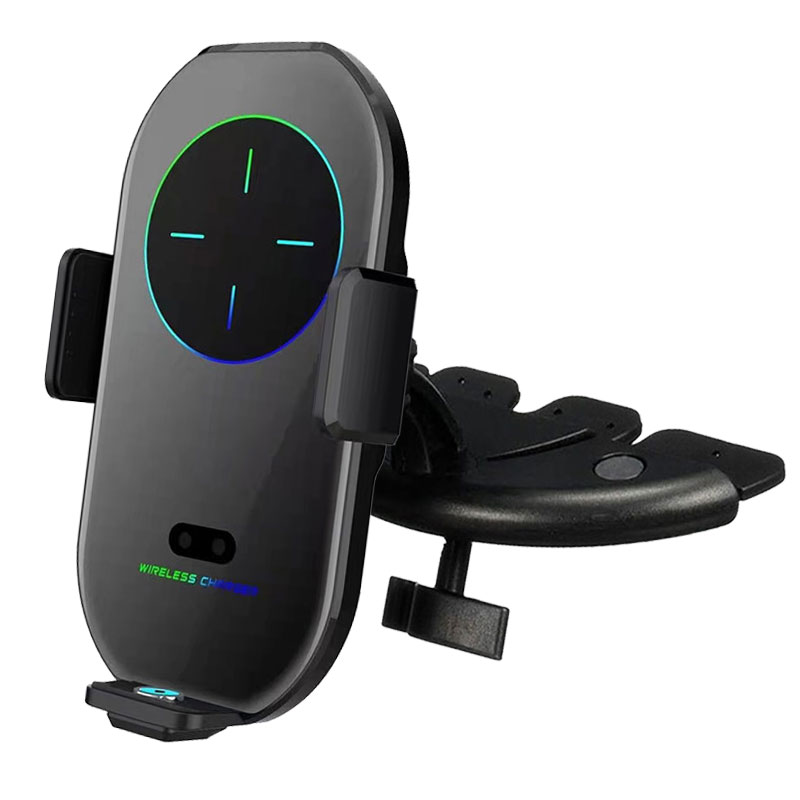 Supporto per telefono per auto con caricabatterie wireless Qi da 15 W Supporto per slot per CD per iPhone Supporto per telefono cellulare Samsung Ricarica rapida