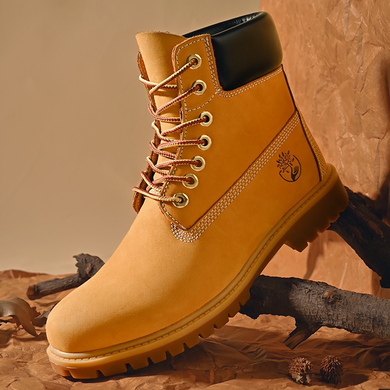 Boots Men High Top Boots High Quality Women Leather Shoes Fashion Outdoor Sneakers Men Lace Up Non-Slip Ankle Boots for Couple
