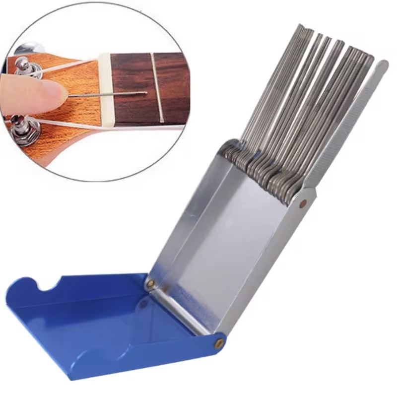Miwayer Gitarren-Sattel- und Bundfeilen-Set zum Polieren und Schleifen, DIY-Schlitzfeilen-Kits, Gitarrenfeilen-Set mit Doppelschnitt, Luthier-Werkzeug