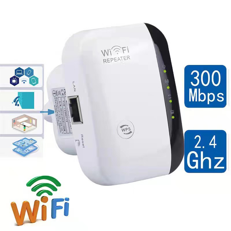 300m Wzmacniacz sygnału Wtyczka US EU Wzmacniacz sygnału Rozszerzony wzmacniacz sieci Domowy router przez ścianę Sypialnia Odbieraj ruchome