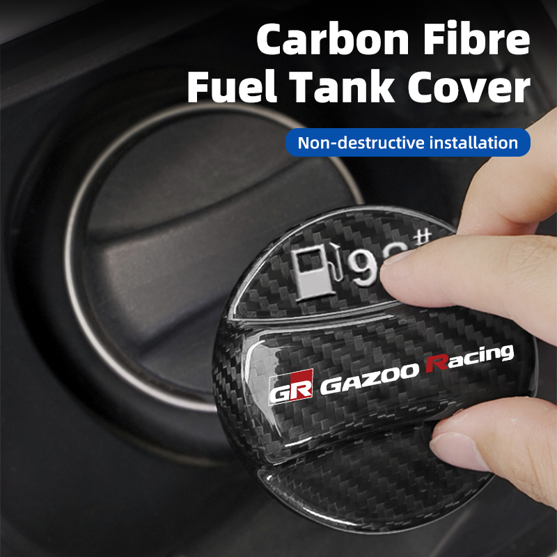 Real Carbon Fiber Gas Fuel Tank Cover Oil Filler Dustproof Cap For Toyota GR GAZOO RACING Prado Yaris Hilux Corolla Prius Avensi