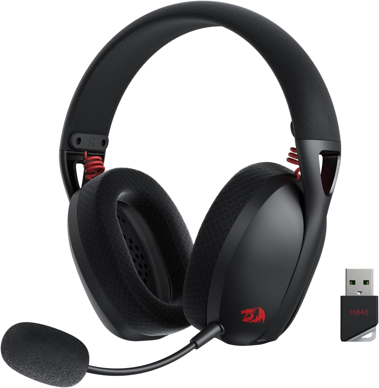 Redragon h848 fone de ouvido bluetooth sem fio jogos leve 7.1 som surround 40mm drivers microfone destacável multi plataforma