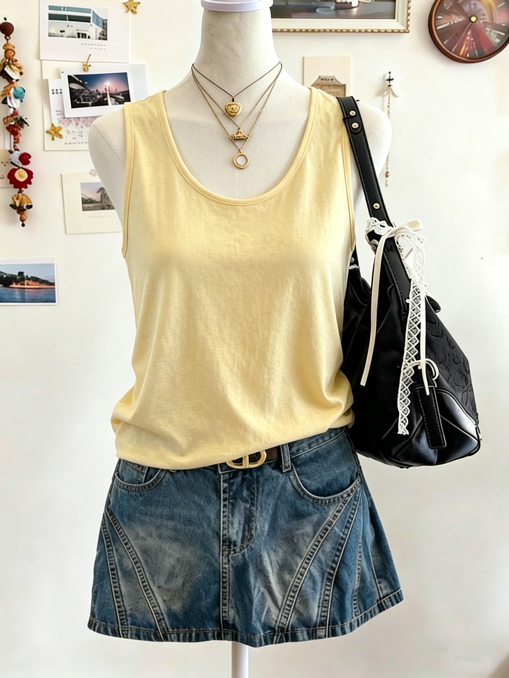 Singlet longgar Y2K Korea wanita, tank top kasual musim panas yang lembut, rompi tanpa lengan, pakaian serbaguna, pakaian bernapas, kaos trendi