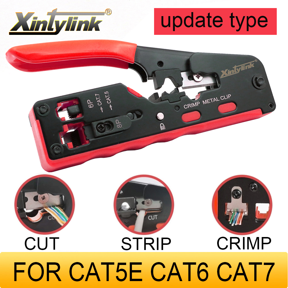 Новинка 2024, обжимные плоскогубцы CAT5 CAT6 CAT6A CAT7 CAT8, Обжимные Щипцы rj45, сетевой инструмент, Стриппер, резак для кабеля ethernet, зажим, стандартная лента