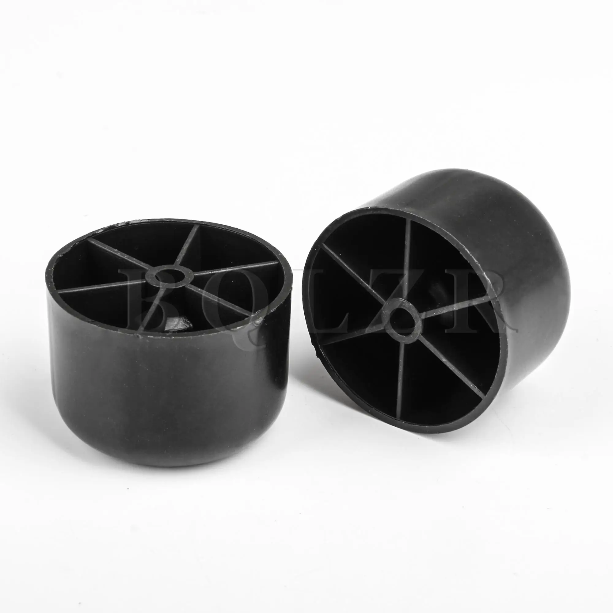 BQLZR 8Pcs 5×3.5cm Black Round Plastic Furniture Legs Replacement Support Feet for Sofa Couch Cabinet Desk