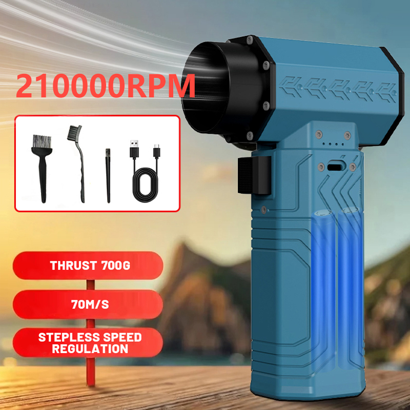 Nuevo 210000RPM Super viento 70 M/S Mini ventilador Turbo 10000MAH Motor sin escobillas de mano ventilador de generación ventilador de conducto industrial coche