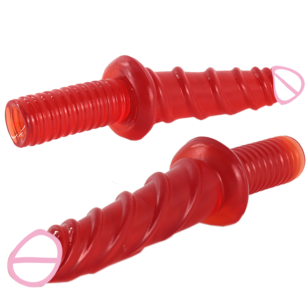 LEZEE mainan seks Dildo merah anggur, baru gagang berulir Penis Anal Plug untuk wanita pria masturbasi Vagina pijat permainan dewasa