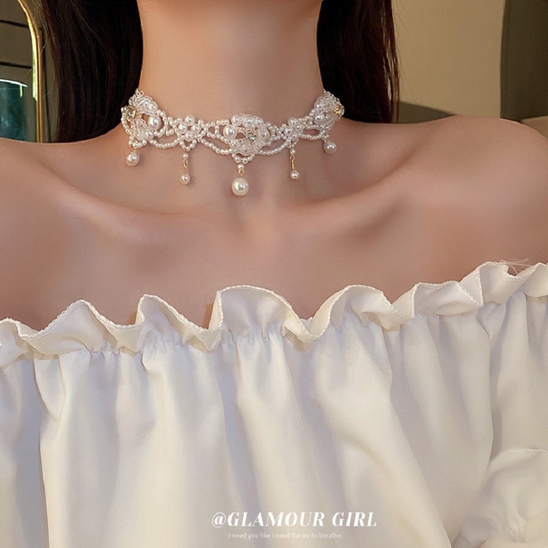Luxury Vintage Pearl Choker Necklace For Women Princess Gorgeous Multilayers French Romantic Style Clavicle Chain Party Gift