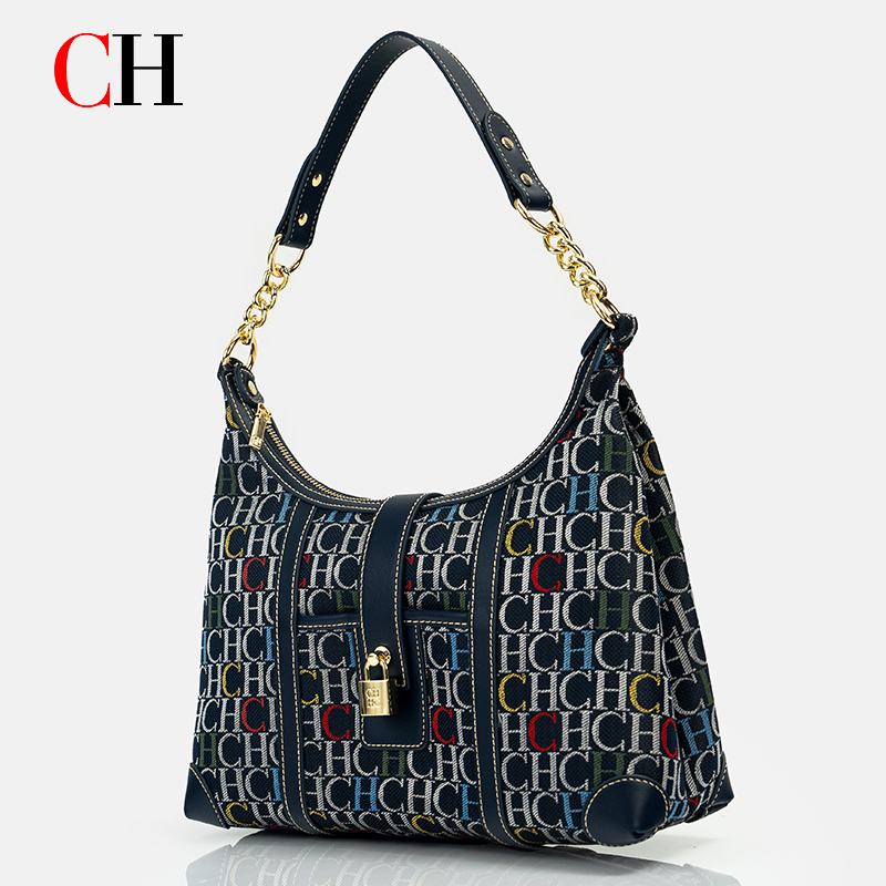 CH Women's Commuter Handbag Classic Retro Zipper Buckle Design Fashionable and Versatile Solid Color Shoulder Bag Underarm Bag
