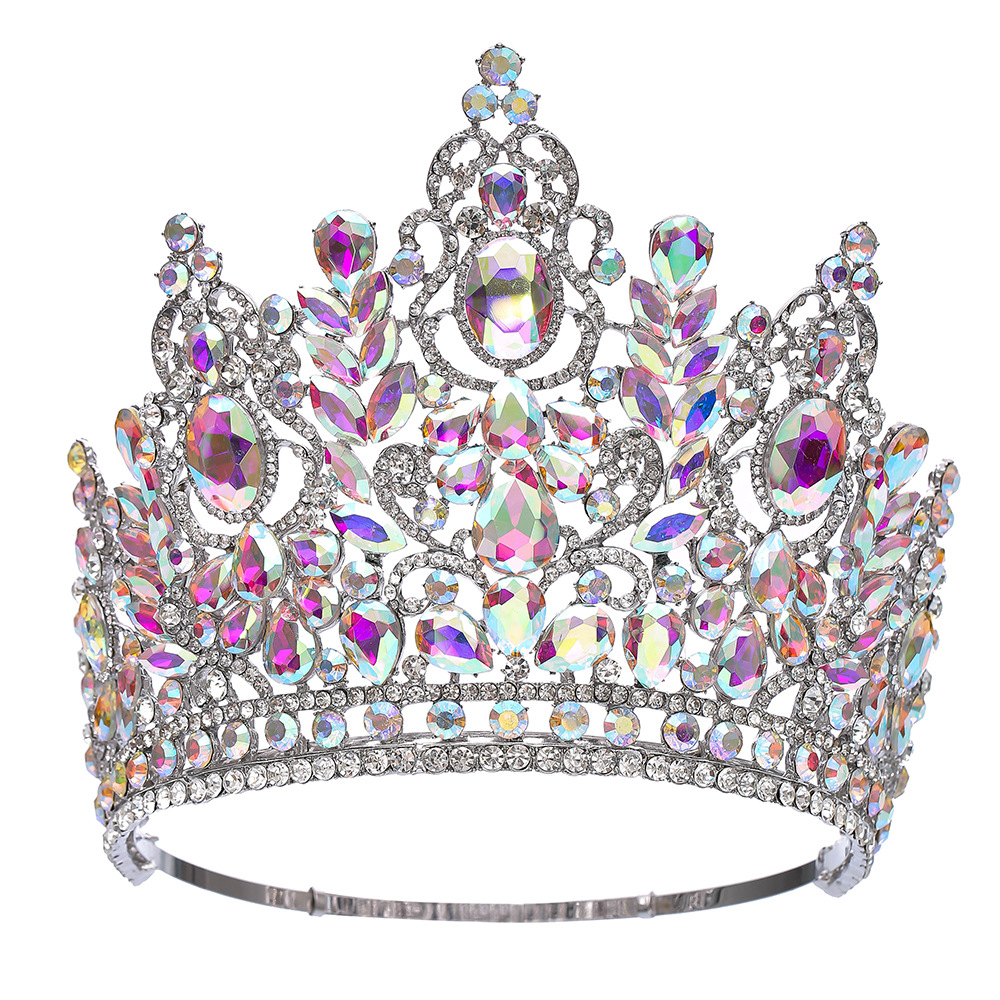 Nieuwe Barokke Miss Universum Grote Ronde Kroon Luxe Hoge Koninklijke Koningin Bruiloft Kronen Kristallen Banket Tiara 'S Kostuum Haaraccessoires