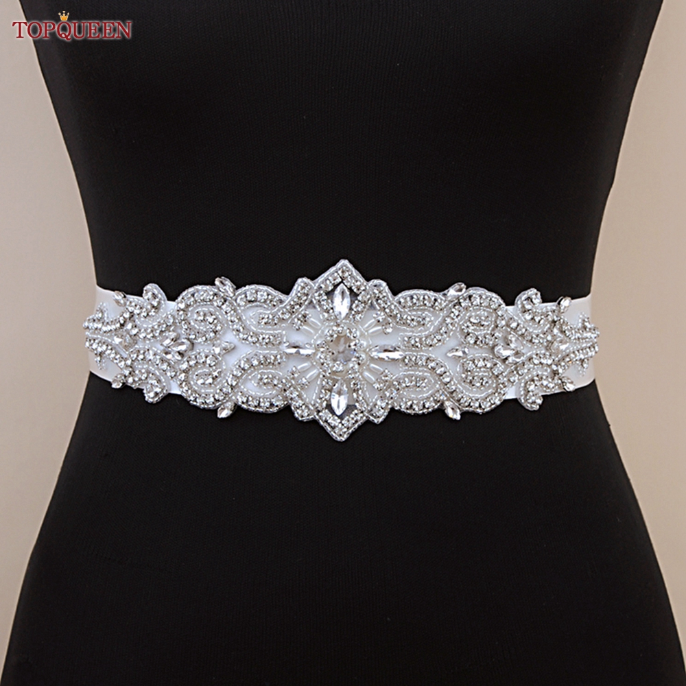 Topqueen s26 luxo strass vestidos de casamento cinto feminino cristal applique decoração sparkly para noiva cintura nupcial faixa