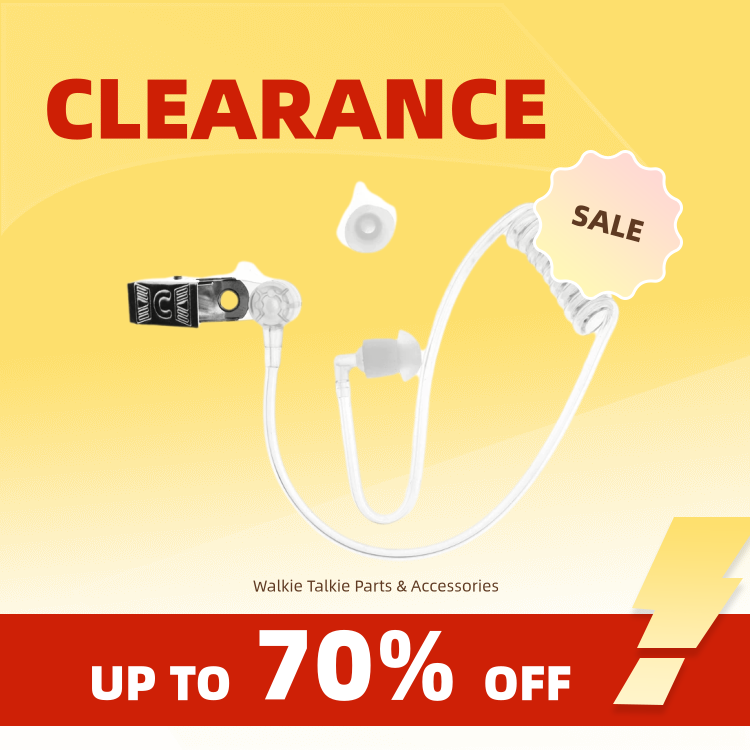 Clearance_New Reemplazo de tapón para los oídos de tubo de aire acústico de bobina transparente con clip de metal para radio bidireccional Walkie Talkie Auricular He