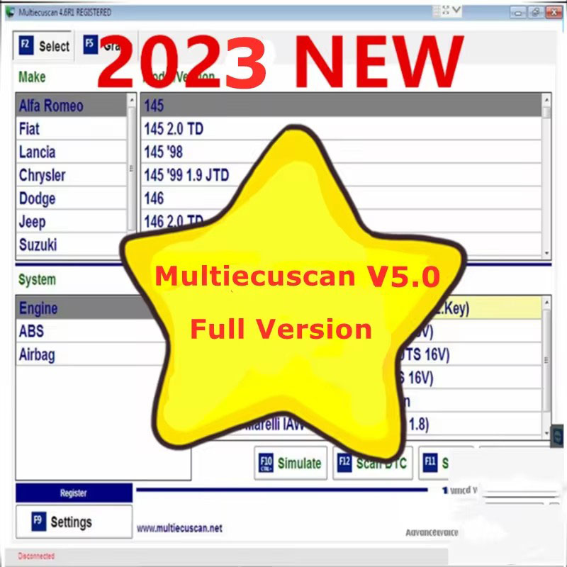 New multiecuscan fiat original software 2023 Multiecuscan V5.0 For Fiat/Chrysler/Dodge/Jeep/Suzuki Scanner Software V4.8 Work