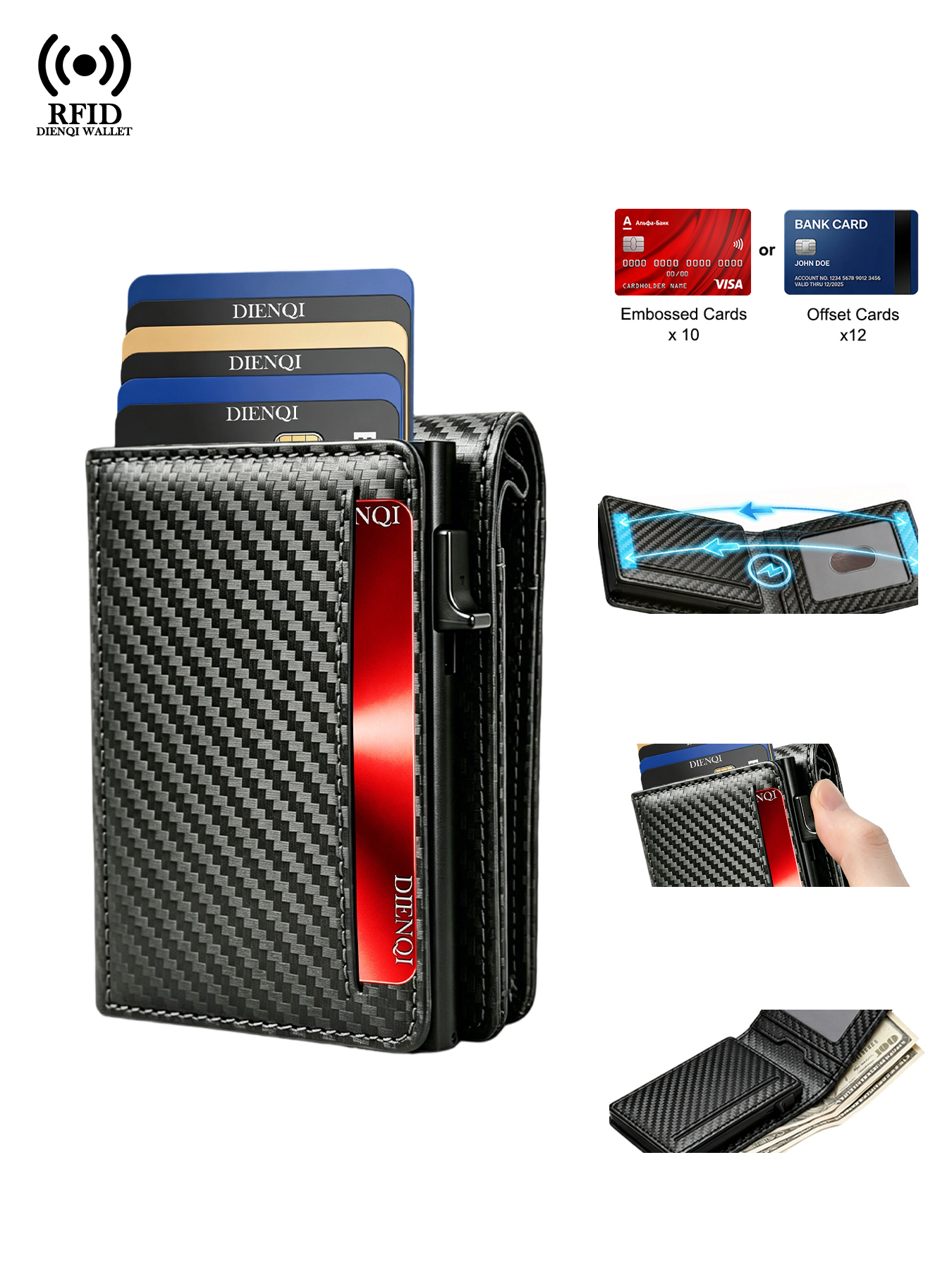 Portafogli Smart RFID Minimalisti Magnetici, Porta Carte di Credito Business Pop-Up in Metallo, Custodie Magsafe, Portafogli di Lusso per Donna e Uomo