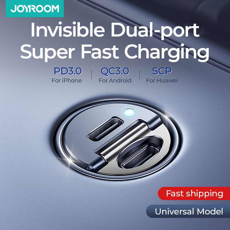 Joyroom Ladowarka samochodowa Mini kołatka 30W rodzaj USB-C z dwoma szybkimi portami szybkie ładowanie Adapter samochodowy ładowarki telefonu akcesoria samochodowe PD QC