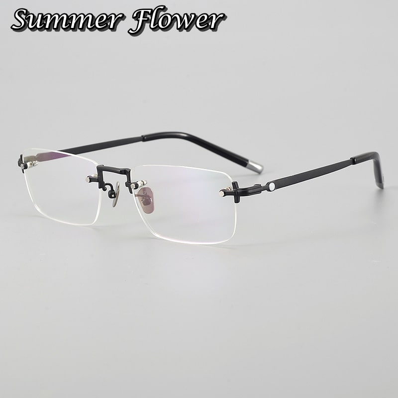 Gentlemen Rimless Eyeglasses Pure Titanium Fashion Design Top Quality Light Elegant Prescription Glasses Optical Frameless Gafas